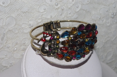 +MBAMG #00016-0164   "Fancy Colorful Resin Peacock Bangle Bracelet"
