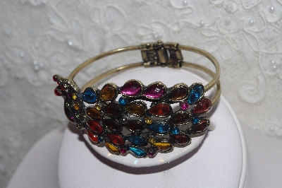 +MBAMG #00016-0164   "Fancy Colorful Resin Peacock Bangle Bracelet"