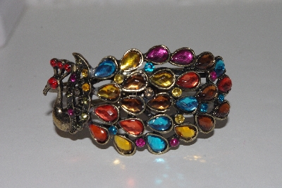 +MBAMG #00016-0164   "Fancy Colorful Resin Peacock Bangle Bracelet"