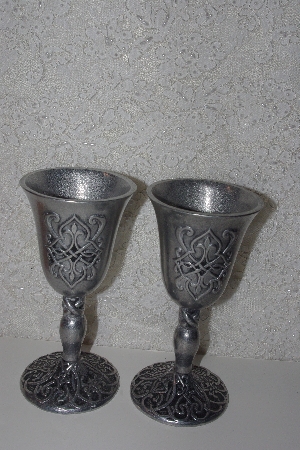 +MBAMG #00016-0149  "1996 Set Of 2 "For Ever More"  Pewter 8 Ounce Goblets By Carson"