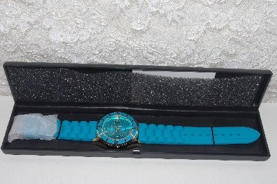 +MBAMG #00016-0071  "Gossip Turquoise Blue Silicone Strap Watch"