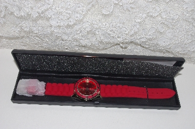 +MBAHB #00016-0074   "Gossip Red Silicone Strap Watch"