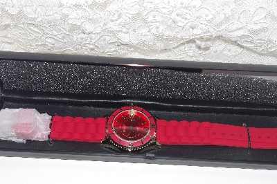 +MBAHB #00016-0074   "Gossip Red Silicone Strap Watch"
