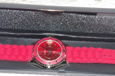 +MBAHB #00016-0074   "Gossip Red Silicone Strap Watch"