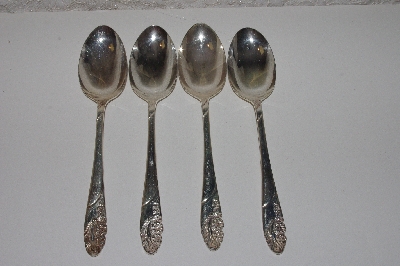 +MBAMG #00016-001  "Vintage Set Of 4 Nickle Silver Pink Rose NO 5542 Tablespoons"