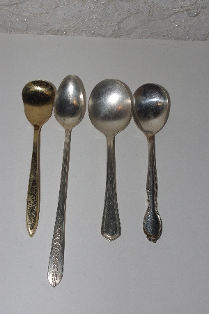 +MBAMG #00016-0045  "Vintage Set Of 4 Mixed Pattern Spoons"