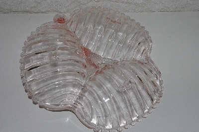 +MBAAC #01-9485  "Vintage Large Fancy Divided Pink Glass Serving Dish"