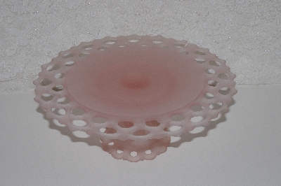 "SOLD"  MBAAC #01-9476  "Older Satin Pink Glass Cake Stand"