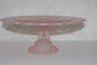 "SOLD"  MBAAC #01-9476  "Older Satin Pink Glass Cake Stand"