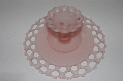 "SOLD"  MBAAC #01-9476  "Older Satin Pink Glass Cake Stand"