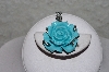 +MBAAC #001-9434  "Hand Carved Bone Dyed Turquoise Blue Rose Pendant"