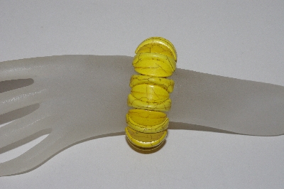 +MBAAC #01-9371  "Fancy Cut Dyed Yellow Howlite Gemstone Bead Stretch Bracelet"