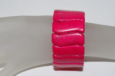+MBAAC #01-9375  " Set Of 2 Fancy Dyed Pink Howlite Gemstone Stretch Bracelet"