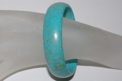 +MBAAC #01-9373  "Turquoise Blue Dyed Howlite Gemstone Bangle Bracelet"