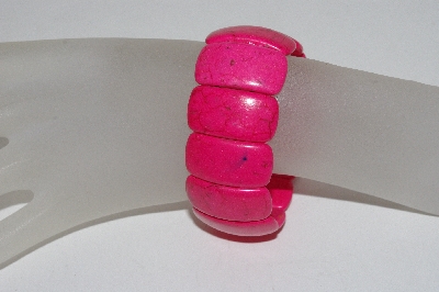 +MBAAC #01-9369  "Fancy DK Pink Dyed Howlite Gemstone Stretch Bracelet"