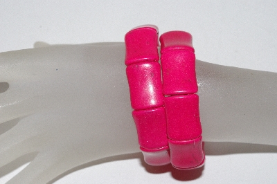 +MBAAC #01-9377  "Set Of 2 Fancy Dyed DK Pink Howlite Gemstone Stretch Bracelets"