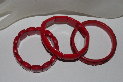 +MBAAC #01-9379  "3 Piece Set Of Red Bracelets"