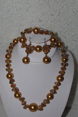 +MBAAC #01-9382  "Gold Crystal & Acrylic Pearl 3 Piece Set"