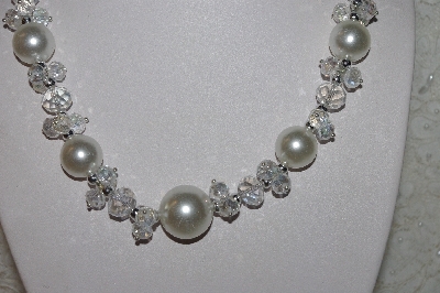 +MBAAC #01-9402  "Clear AB Crystal & White Acrylic Pearl 3 Piece Set"