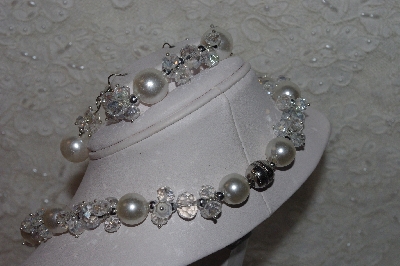 +MBAAC #01-9402  "Clear AB Crystal & White Acrylic Pearl 3 Piece Set"