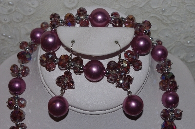 +MBAAC #01-9398  "Purple AB Crystal & Acrylic Pearl 3 Piece Set"