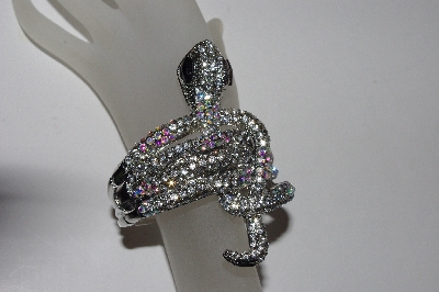 +MBAAC #01-9356  ""Large Clear Crystal Rhinestone Hinged Snake Bracelet"