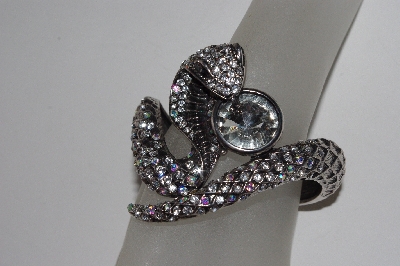 +MBAAC #01-9339  "Clear Crystal Rhinestone Hinged Cobra Bracelet"