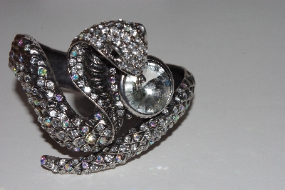 +MBAAC #01-9339  "Clear Crystal Rhinestone Hinged Cobra Bracelet"