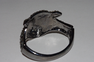 +MBAAC #01-9345  "Smoke & Black Crystal Rhinestone Large Tiger Hinged Bracelet"