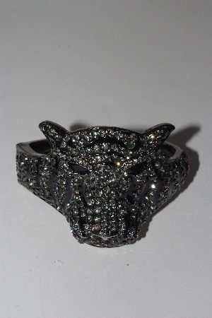 +MBAAC #01-9345  "Smoke & Black Crystal Rhinestone Large Tiger Hinged Bracelet"