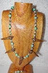 +MBAAC  #02-9665  "Valley  Oak Acorn Green & Clear Glass Bead Necklace & Earring Set"