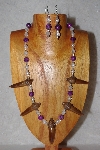 +MBAAC #02-9675  "Capped Valley Oak Acorn Beads & Clear & Violet Bead Necklace & Earring Set"