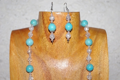 +MBAAC #02-9685  "Valley Oak Acorn Beads, Clear & Blue Bead Necklace & Earring Set"