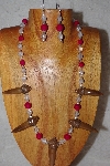 +MBAAC #02-9695 " Valley Oak Acorn Beads, Clear Glass & Rose Riverstone Bead Necklace & Earring Set"