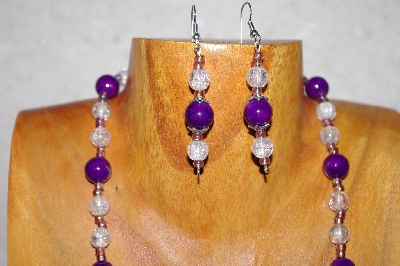 +MBAAC #02-9700  "Valley Oak Acorn Bead, Clear & DK Purple Bead Necklace & Earring Set"