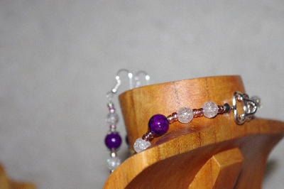 +MBAAC #02-9700  "Valley Oak Acorn Bead, Clear & DK Purple Bead Necklace & Earring Set"