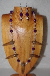 +MBAAC #02-9700  "Valley Oak Acorn Bead, Clear & DK Purple Bead Necklace & Earring Set"