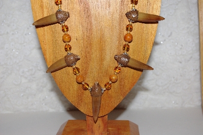 +MBAAC #02-9715  "Valley Oak Acorn Beads, Honey & Brown Bead Necklace & Earring Set"
