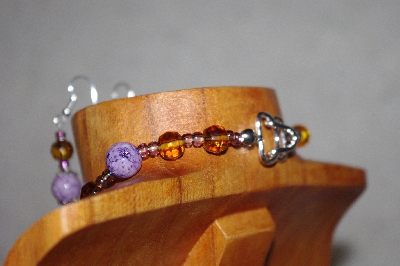 +MBAAC #02-9730  "Valley Oak Acorn Beads, Honey & Lavender Bead Necklace & Earring Set"