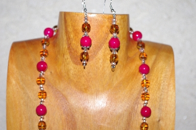 +MBAAC #02-9735  "Valley Oak Acorn Beads, Rose & Honey Bead Necklace & Earring Set"