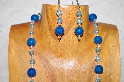 +MBAAC #02-9740  "Valley Oak Acorn Beads & Blue Bead Necklace & Earring Set"