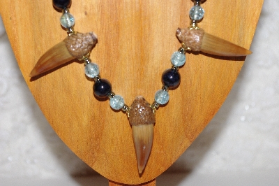 +MBAAC #02-9745  "Valley Oak Acorn Beads, Black & Blue Bead Necklace & Earring Set"
