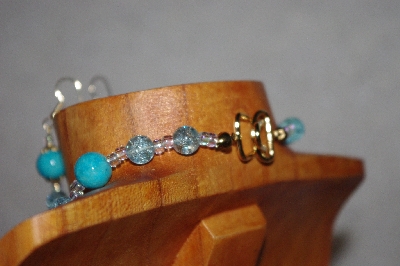 +MBAAC #02-9750  "Valley Oak Acorn Beads & Blue Bead Necklace & Earring Set"