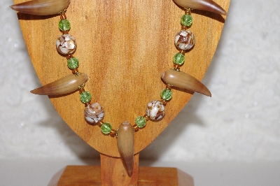 +MBAAC #02-9767  "Valley Oak Acorn Beads, Brown & Green Bead Necklace & Earring Set"