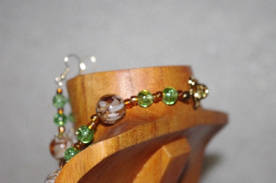 +MBAAC #02-9767  "Valley Oak Acorn Beads, Brown & Green Bead Necklace & Earring Set"
