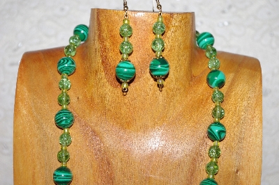 +MBAAC #02-9781  "Valley Oak Acorn Beads & Green Bead Necklace & Earring Set"