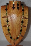 +MBAAC #02-9786  "Valley Oak Acorn Beads, Black & Green Bead Necklace & Earring Set"