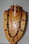 +MBAAC #02-9806 "Valley Oak Acorn Beads, German Silver & Mixed Sandstone Bead Necklace & Earring Set"