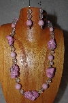 +MBAAC #03-0122  "One Of A Kind Pink & Clear Bead Necklace & Earring Set"