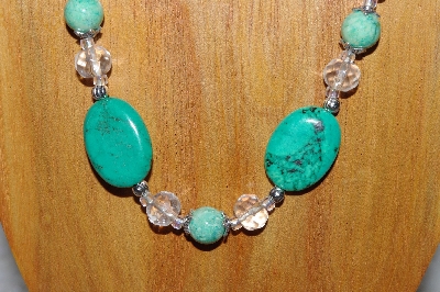 +MBAAC #03-0133 "One Of A Kind Green & Clear Glass Bead Necklace & Earring Set"